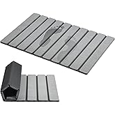 AWW Foldable Stone Bath Mat, Super Absorbent Diatomaceous Earth Mats, Non-Slip 23.6 x 15.5 Inch Quick Drying Mat, Compact and Easy to Store Bath Mats for Bathroom, Easy to Clean, Grey