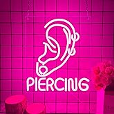 Ear Piercing Neon Sign, Cool Pink Dimmable LED Creative Ear Earring Neon Light, Tattoo Studio Barber Salon Massage SPA Shop Neon Light Decoration, Suitable Gift For Young People And Girls(13 * 11in)