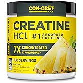 CON-CRET Creatine HCl Powder | Muscle, Cognitive, Cellular Energy Support | No Bloating or Cramps | USA Made & NSF Certified | Pineapple (100 Serving)