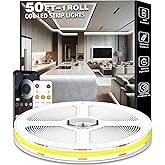 talkhigh 50FT COB Led Strip Lights, Uniform 6500K COB Rope Light,Bright Daylight White Lights,High Density,App/Remote Control,Indoor 24V Cuttable Cabinet Lights for Bedroom,Bookshelf,Showcase,Kitchen