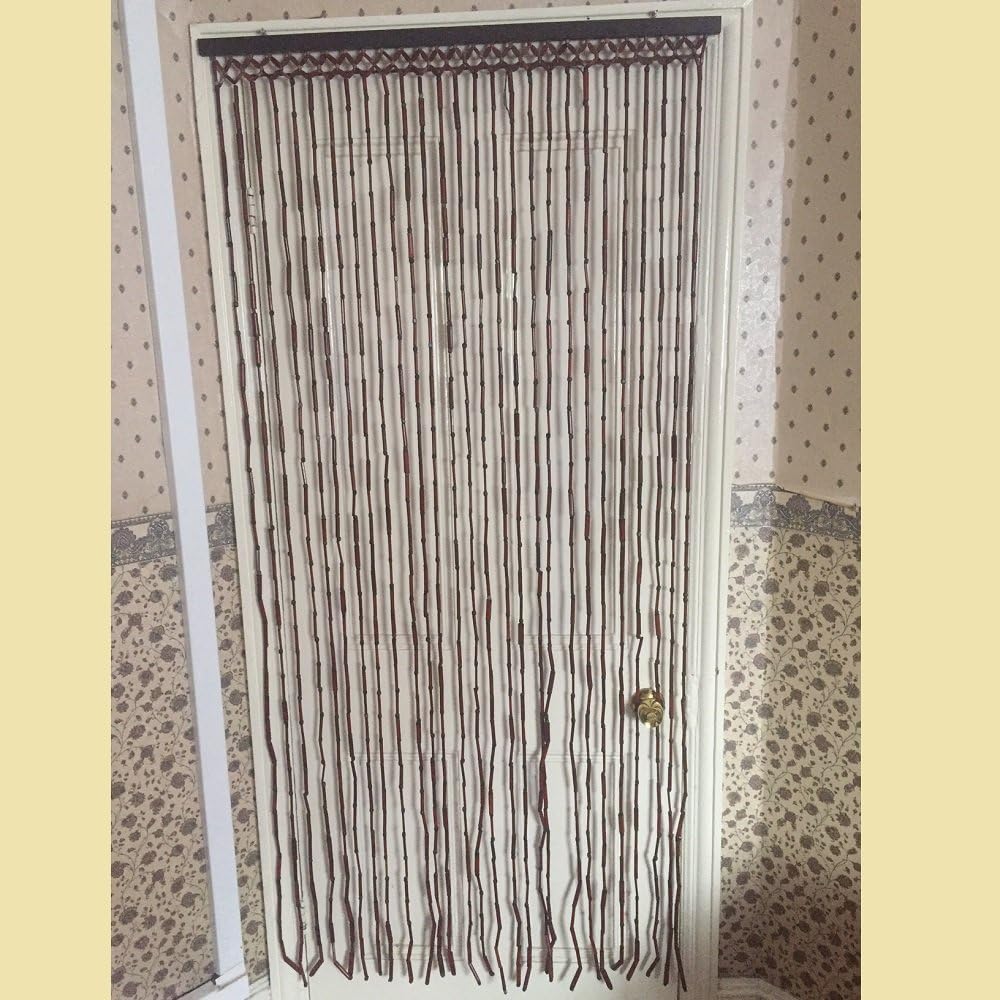 Bamboo Effect Curtain Blinds Wooden Beaded Insects Fly Door Screen Screening - Made In U. K. (Dark Brown)