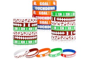 Gatherfun Football Wristband Silicone Bracelets Sport Themed Party Accessories Gift for football Tailgate Birthday Party Decorations Party Favors and Adults 35 Pack, 5 Designs