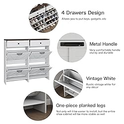 Halitaa Shoe Cabinet with 4 Flip Drawers & 2