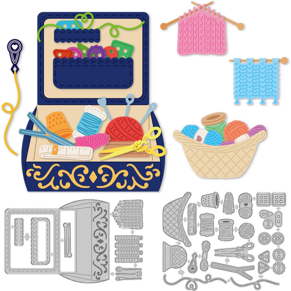 DELORIGIN Sewing Box Cutting Dies - Carbon Steel Stencils - Card Making, Scrapbooking, Embossing - DIY Craft Paper Album Gift Decor