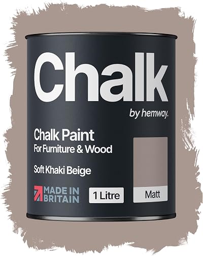 Hemway Chalk Paint Soft Khaki Beige 1L Matt Finish Furniture Paint