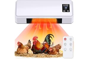 SOLARCLUCK 1500W Chicken Coop Heater for Winter, 2 Mode Wall-Mounted Chicken Coop Heater with Timer & Remote Control, 3S Fast Heating & Large LCD Display, Heat Warmer for Chickens, Ducks, Geese in Winter