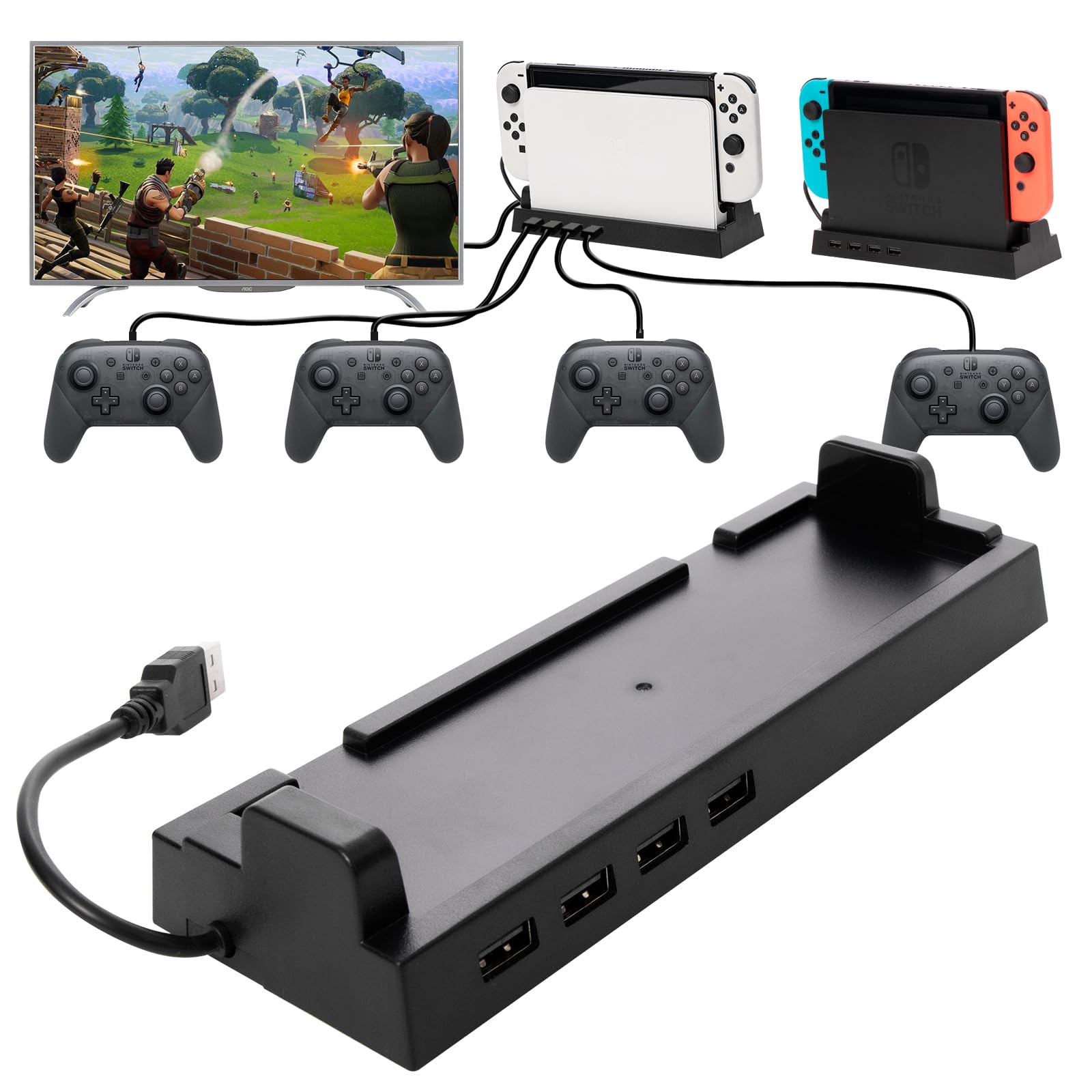 Photo 1 of USB Hub for Nintendo Switch Dock – 4-Port USB Controller Expansion Adapter, Powered USB Hub Switch Nintendo for Multiplayer Gaming & Safe Charging – Not Compatible with Nintendo Switch 2
