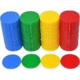 Smartdealspro Set of 100 1 Inch Opaque Plastic Learning Counters Mini Poker Chips Game Tokens with Storage Box (4 Colors-Red,Yellow,Blue,Green)