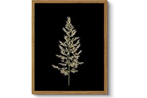 ARPEOTCY Vintage Framed Botanical Wall Art, Bedroom Bathroom Reed Grass Dark Black Art Decor, Canvas Print Retro Paintings, Home Neutral Farmhouse Fall Moody Decor, 8x10 Inch