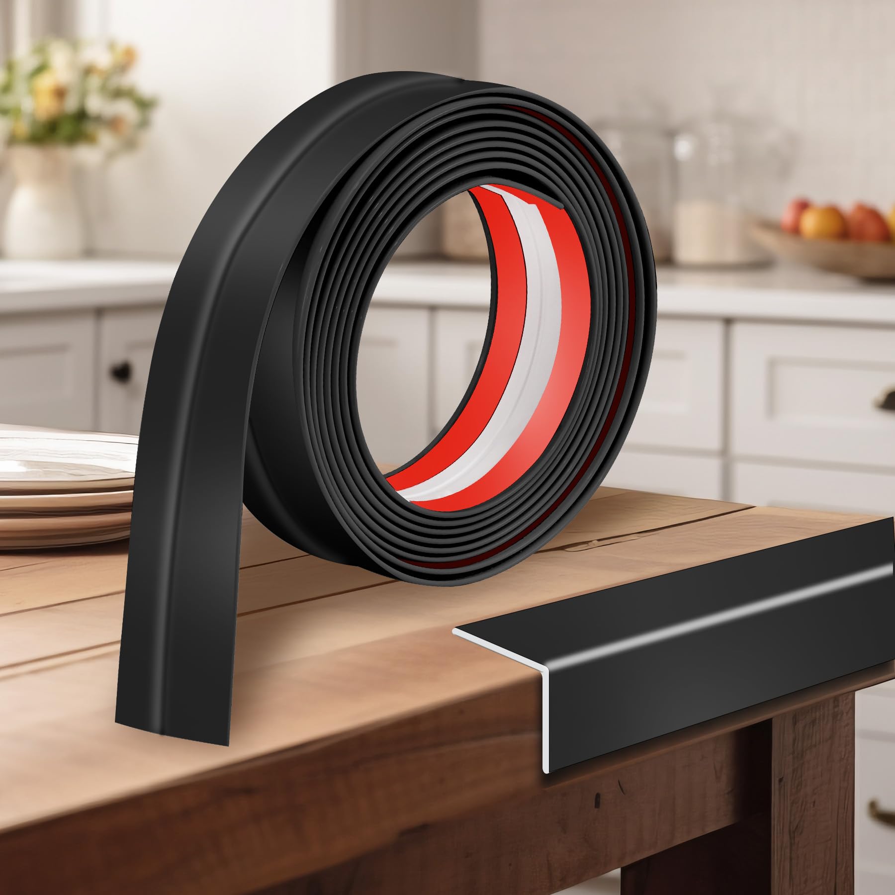 Photo 1 of 1.6 Inch x 10 Feet Wall Corner Protector Peel and Stick Corner Trim Molding Strip Self Adhesive Wall Edge Protectors Guards for Edge Ceiling, Black