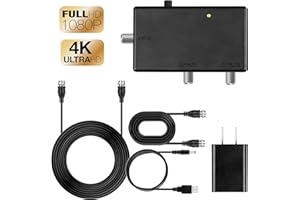 KOTISIG 30db,Distribution Amplifier, TV Antenna Amplifier Signal Booster,Adjustable Boost/Gain, NTSC, ATSC, FM, UHF, VHF - 870 MHz,1 ft+16ft RG-6 Coaxial Cable Adapter…