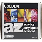 GOLDEN Artist Acrylics Explorer 14 Set, 10 Colors &amp; 4 Mediums | Experience the unique properties of Heavy Body, Fluid, OPEN and High Flow artist grade acrylic colors and mediums.
