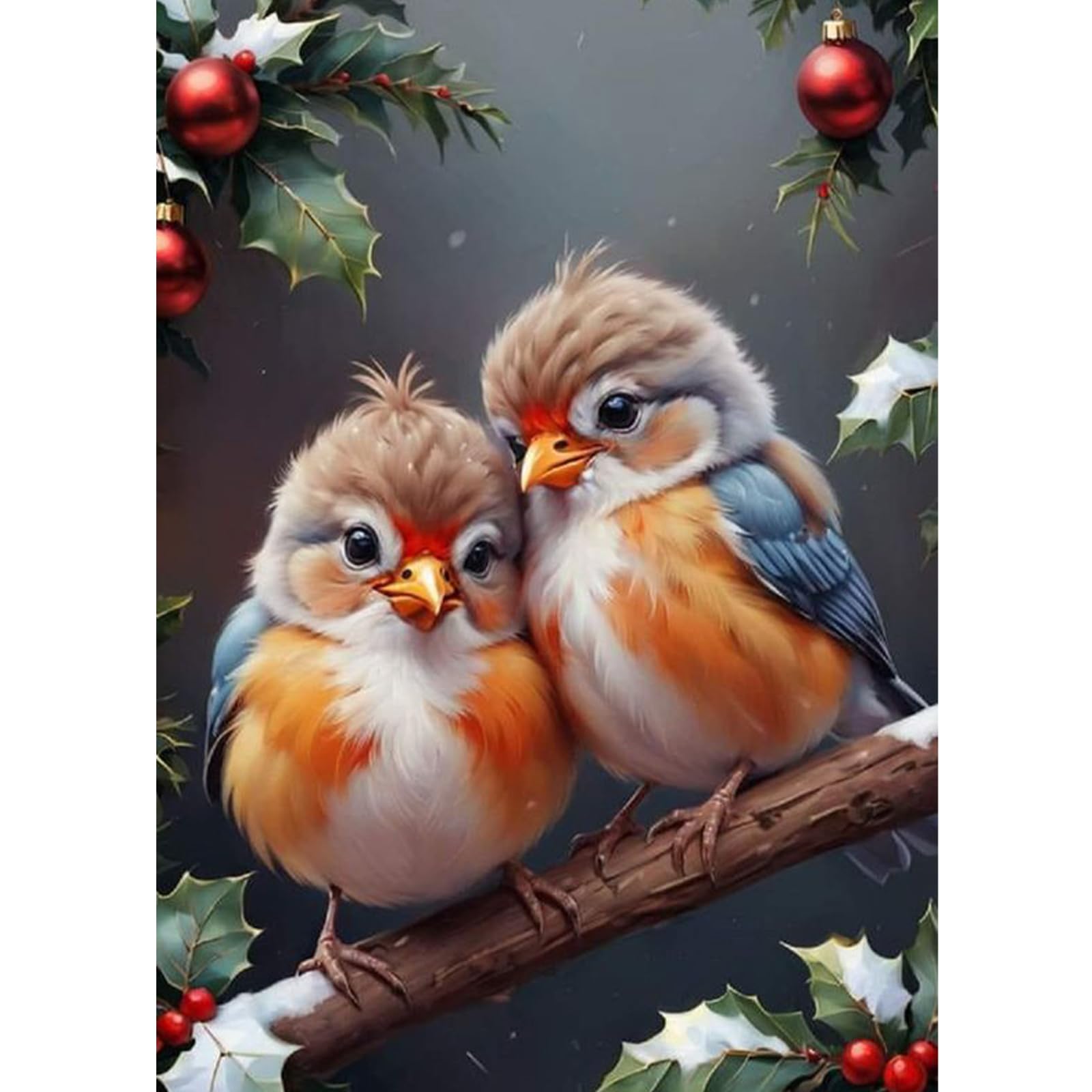 QENSPE 5D Diamond Painting Christmas Birds Diamond Art Kits for Adults, Round Full Drill Christmas Sparrow Diamond Painting Kit for Beginner, DIY Gems Art Craft for Home Wall Decor 12x16 inch