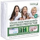 Waterproof Mattress Protector Twin Size, Skin Friendly and Breathable Twin Mattress Cover for Kids, Viscose Made from Bamboo 