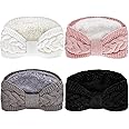 Whaline 4 Pack Twisted Knit Headbands Winter Knotted Head Wraps Fuzzy Lined Headband Thick Crochet Turban Ear Warmer Elastic Hair Band Accessories for Women (White, Pink, Black, Grey)