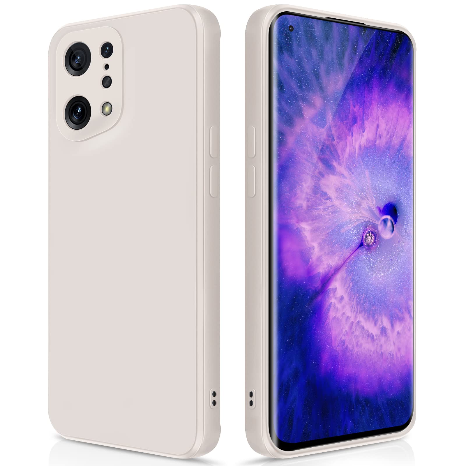 GiiYoon Case Compatible with OPPO Find X5, Silky-Soft Touch Full-Body Protective Phone Silicone Case, Shockproof Cover with Microfiber Lining, off white — image 1