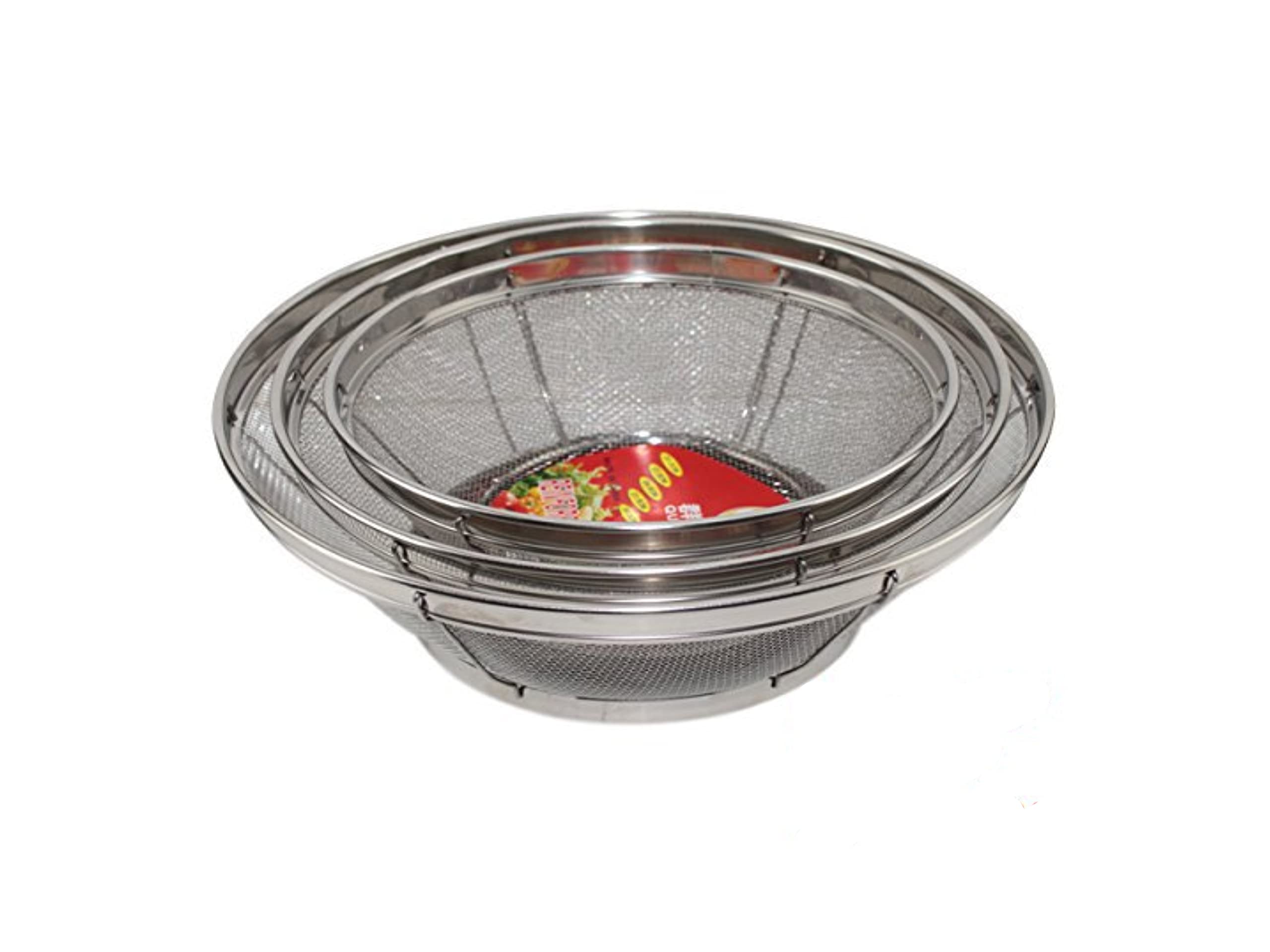 Set of 3- Wash Strainer Colander Reinforced Basket Stainless Steel Kitchen Sieve Strainer with Fine Mesh Net Quality(Straining, Draining,Wash Vegetable, Noodles)(B11861)~ We Pay Your Sales Tax