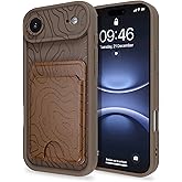 MZELQ Compatible with iPhone Air Case 2025 Silicone Card Holder, Cute Pattern Wave Ripple Cover for Girls Women -Brown