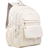 Phaoullzon Teen Girls School Backpack for Boys, College Aesthetic Laptop Bookbag for Women,Beige