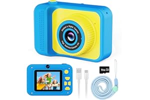 AUUGUU Kids Camera, 1080P Portable HD Digital Camera with 32G SD Card, Best Party Toys Birthday Gifts for Boys Girls 5 6 7 8+ Year Old - Blue