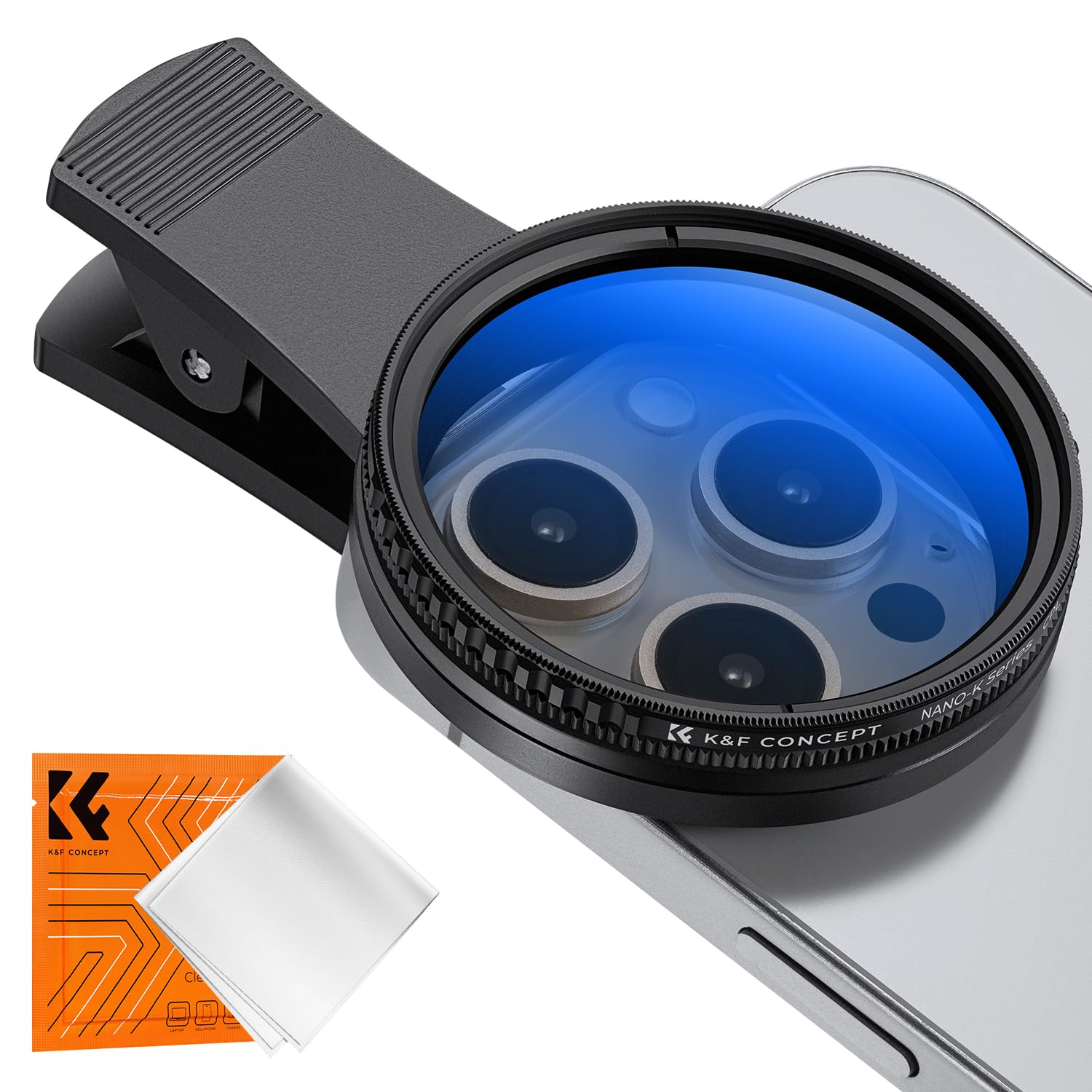 K&F CONCEPT Clip-on Filter 52mm CPL Filters Polarizing for Phone Clip, Compatible with iPhone 17 16 15 14 13 12 11 Smart Phones(Not Compatible with iPhone 17 Pro/Pro Max)