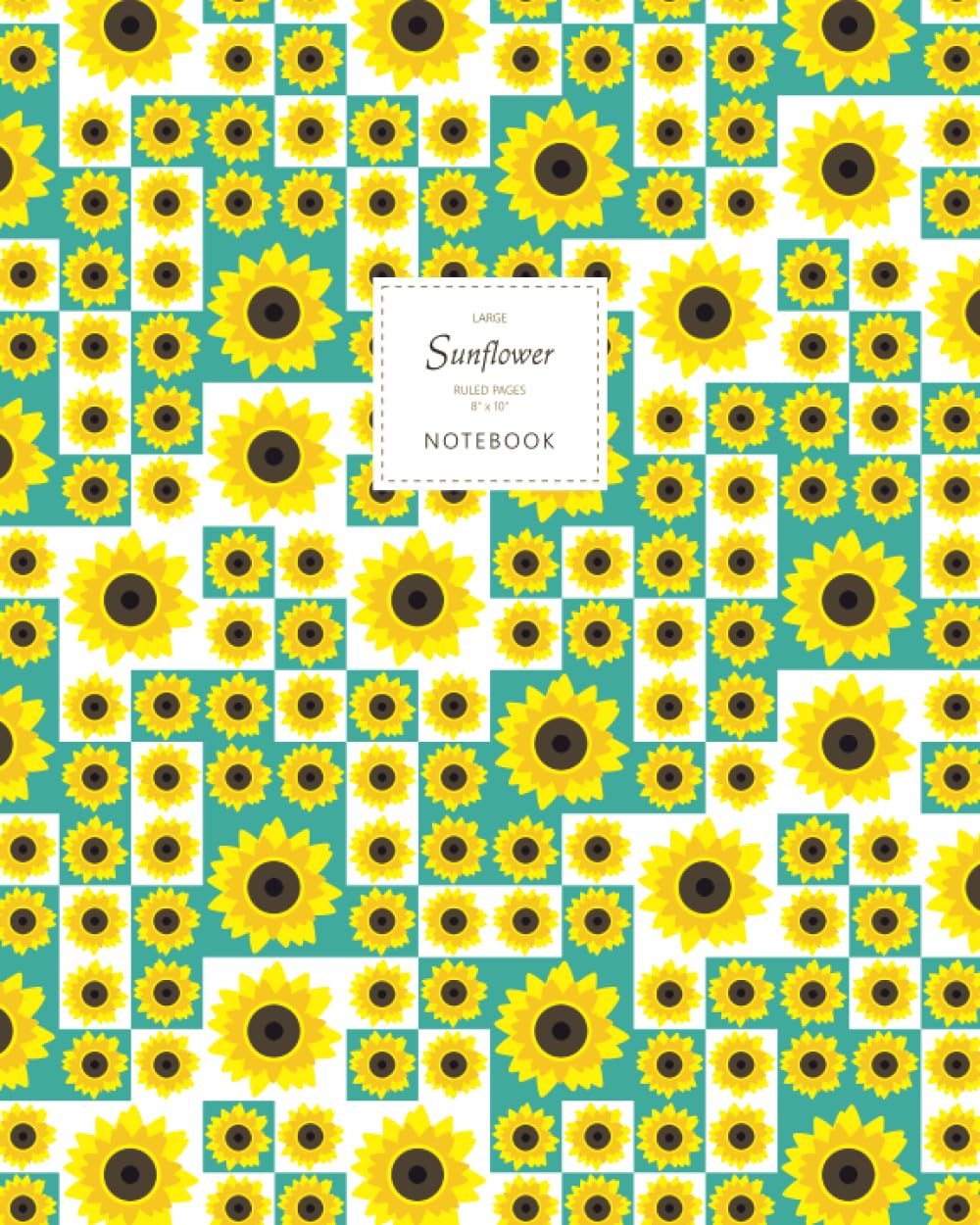 Sunflower Notebook - Ruled Pages - 8x10 - Large (Turquoise)
