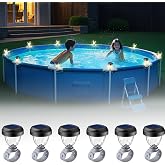 Solar Pool Lights for Above Ground Pool, LED Energy Saving Warm White Light | Waterproof for Frame Swimming Pools Night Accessories (6 Pcs)