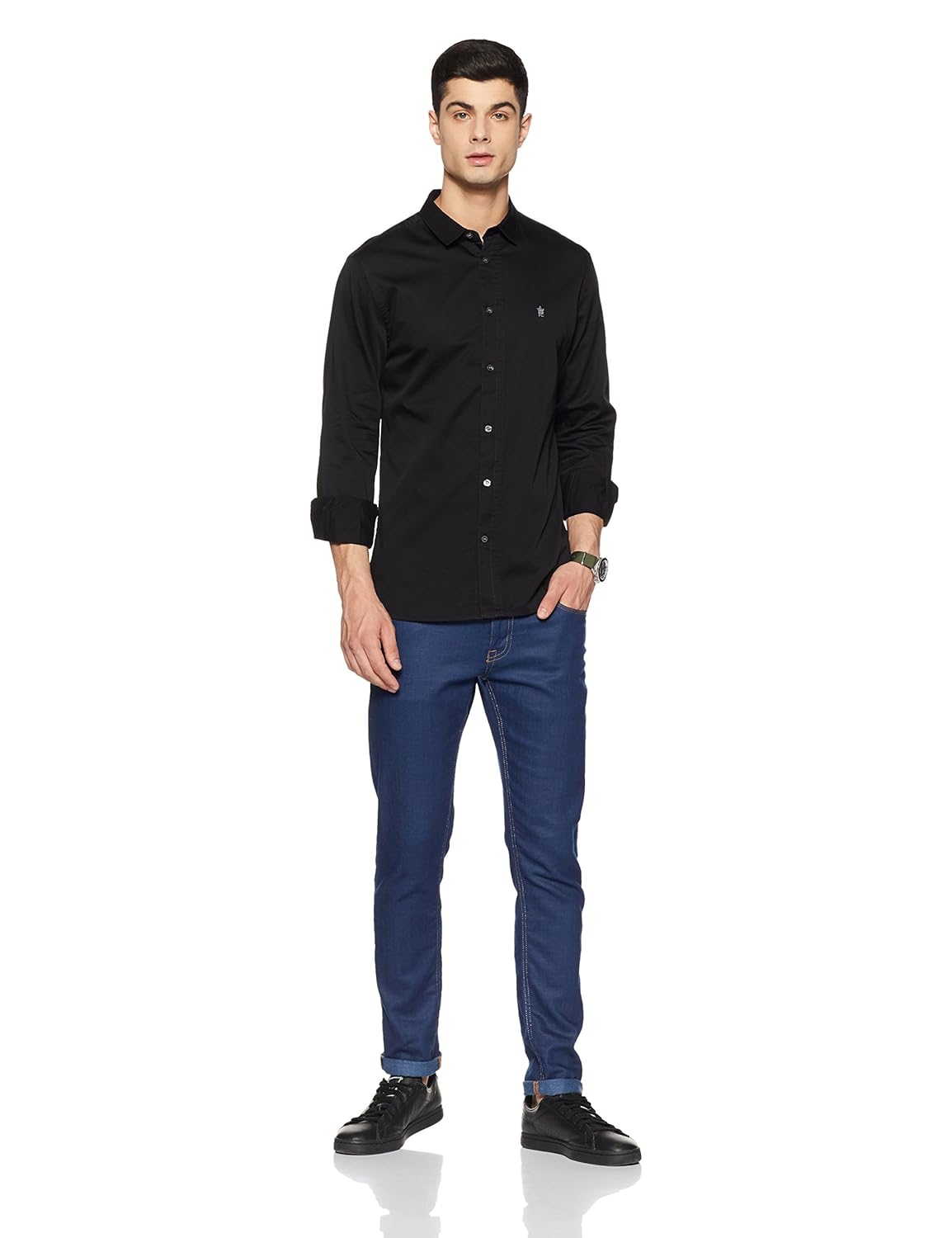 french connection men's solid slim fit casual shirt
