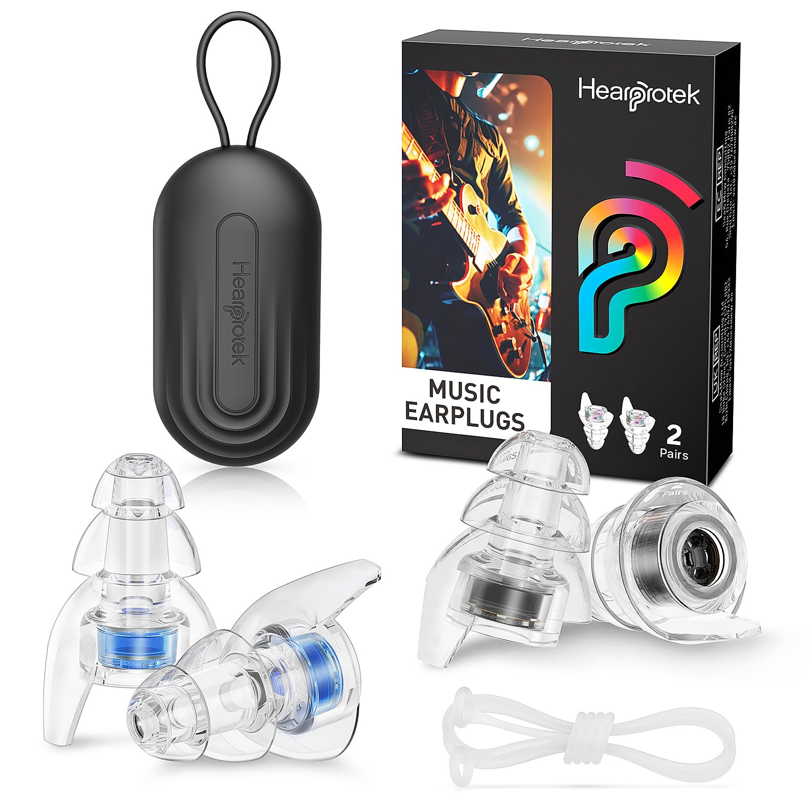 Photo 1 of Hearprotek Concert Ear Plugs, 2Pairs Reusable high Fidelity Musician Ear Plugs for Concerts Loud Music-Noise Reduction Ear Protection earplugs for Rave,Festival,Music,Tinnitus Relief