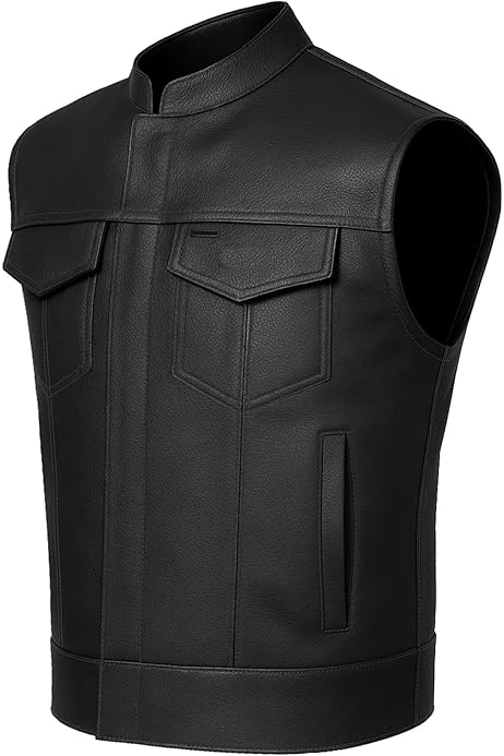 Cowhide Leather Amazon Motorcycle Vest SOA Mens Leather Club Style