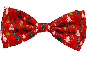 Huxley & Kent Pet Bow Tie for Dogs & Cats - Holiday Adjustable Hook & Loop Collar Accessory - Cute & Comfortable for Holidays & Celebrations - Christmas Trees, Large
