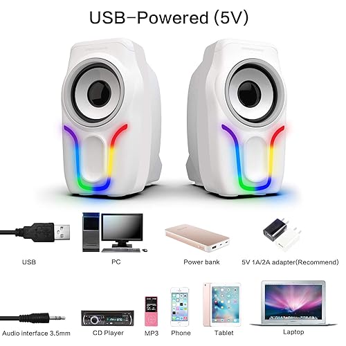 Computer Stereo Volume Control Gaming Speakers with