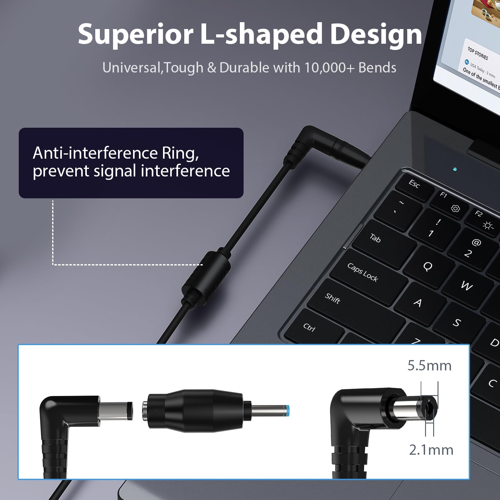 Sunydeal 90W Universal Ladegerät für Laptops | Ersatzadapter für HP, Lenovo 7