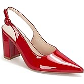 DIFEMA Women's Slingback Close Pointed Toe Block Heels Pumps Office Chunky Heel Slip On Work Business Dress Shoes