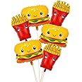 GOTPASS 6 Pcs Hamburger Balloons French Fries Balloons Food Themed Foil Aluminum Balloon for Baby Shower Birthday Wedding Fast Food Snacks Decorations Supplies