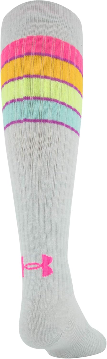 Under Armour Youth Knee High Over The Calf Socks, 2-Pairs, Mojo Pink/Assorted, Shoe Size: Youth 13.5K-4Y : Clothing