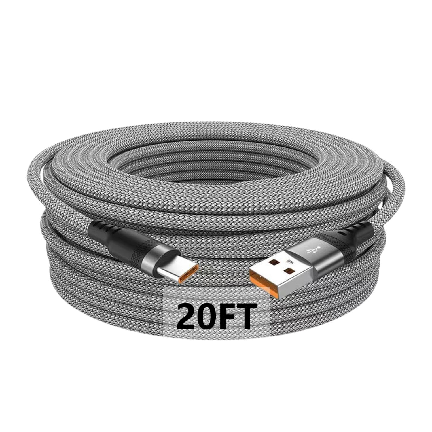 Photo 1 of 20FT USB C Cable, USB A to USB C 3A Fast Charger Cord, Extra Long Type C Charging Cable Compatible for iPhone 15/15 Plus/15 Pro/15 Pro Max, Samsung Galaxy S20 S10 Note 20 10, LG G8 G7, iPad