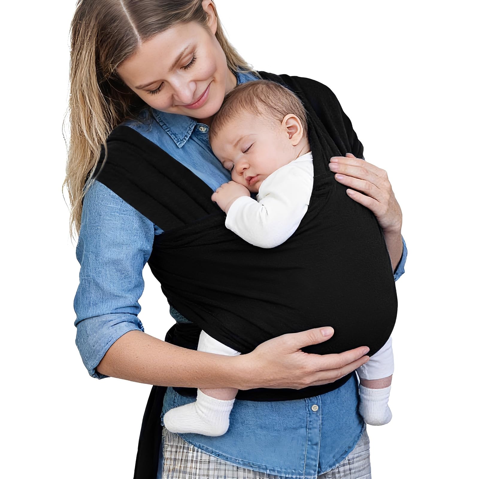 VOARGE Elastic Baby Sling for Newborns and Toddlers, Baby Sling for Newborns Within 16 kg, Black