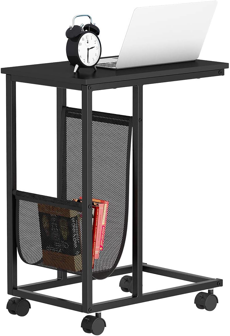 YITAHOME Sofa Side Table,Nightstands, End Table with Wheels and Side Pocket,Easy Assembly (Black) …: Kitchen & Dining