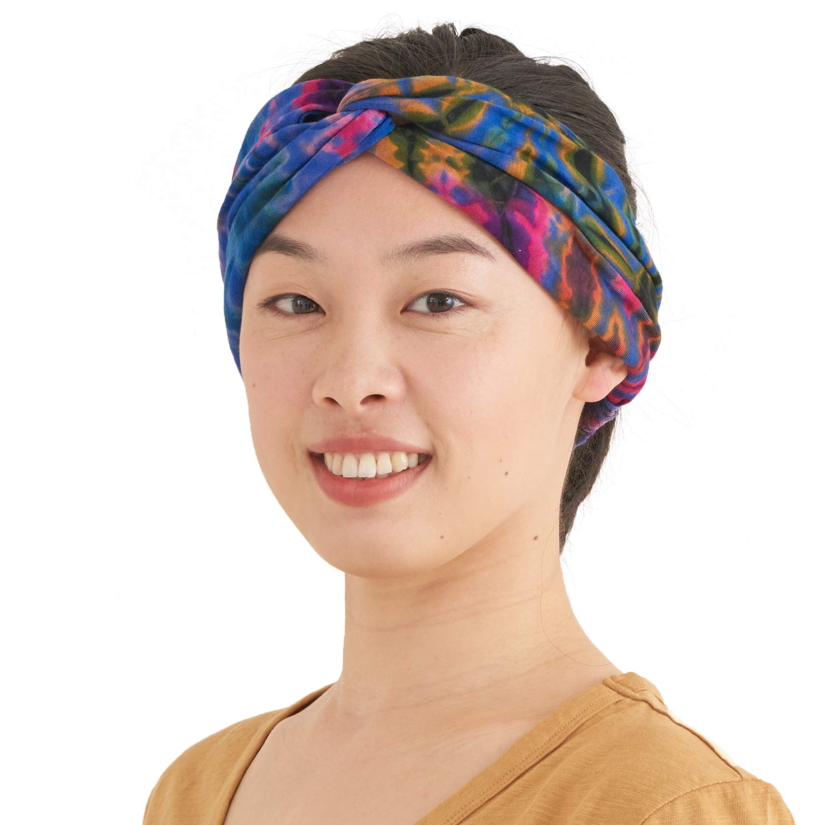 CHARM Womens Tie-Dye Head Wrap - Fashion Turban Headband Hippy Yoga Hairband Twist Knot Festival Hair Band C