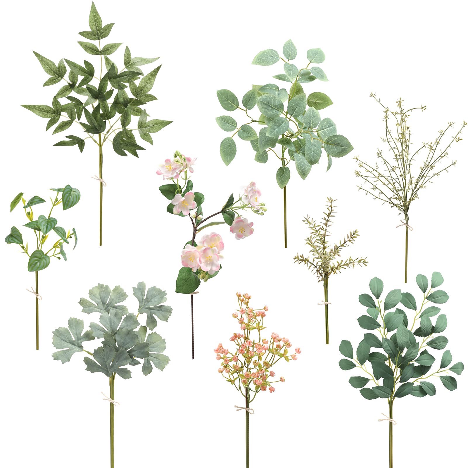 Photo 1 of Serra Flora Artificial Greenery Stems Box Set,(Pack of 44pcs) with 9 Kinds of Faux Pink Green Filler for DIY Bridal Bouquets Wedding Floral Arrangement Table Centerpieces