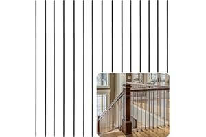 Sidasu 30Pcs Iron Balusters - 1/2" Square Hollow Metal Stair Spindles for Staircase, 44" Decorative Balusters for Staircase Indoor/Outdoor Use