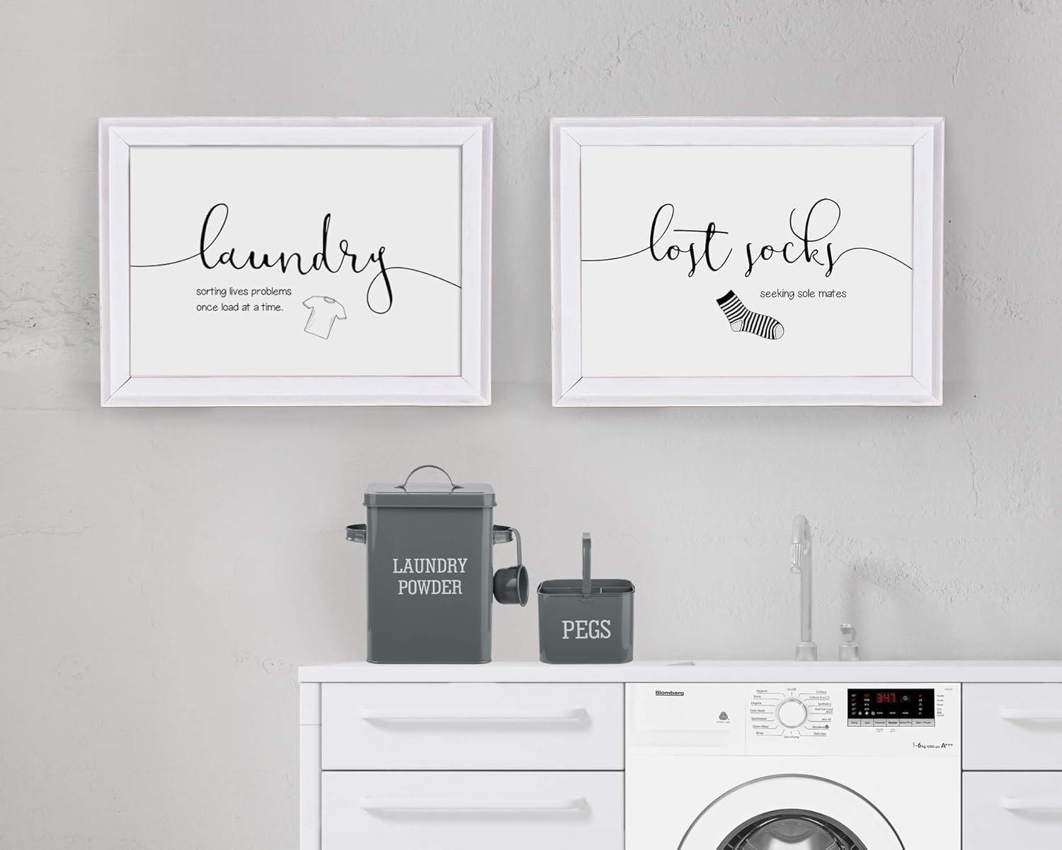 Laundry art prints set of two unframed wall decor poster Amazon.co.uk Handmade