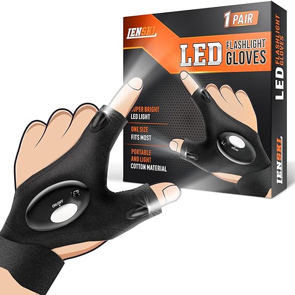 Led Light Work Gloves With Lights LED Flashlight Gloves (2 Pairs