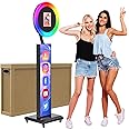 JIYANG Portable Photo Booth Compatible with Ipad 12.9in 11in 10.9in 10.2in,Photo Booth Machine with Software APP Control,Music Sync,Free Custom Logo,Honeycomb Case,for Parties,Wedding(Light Box Black)