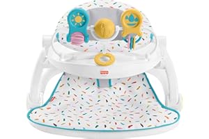 Fisher-Price Portable Baby Chair Deluxe Sit-Me-Up Floor Seat with Snack Tray, Newborn Activity Toys & Rainbow Sprinkles Washa