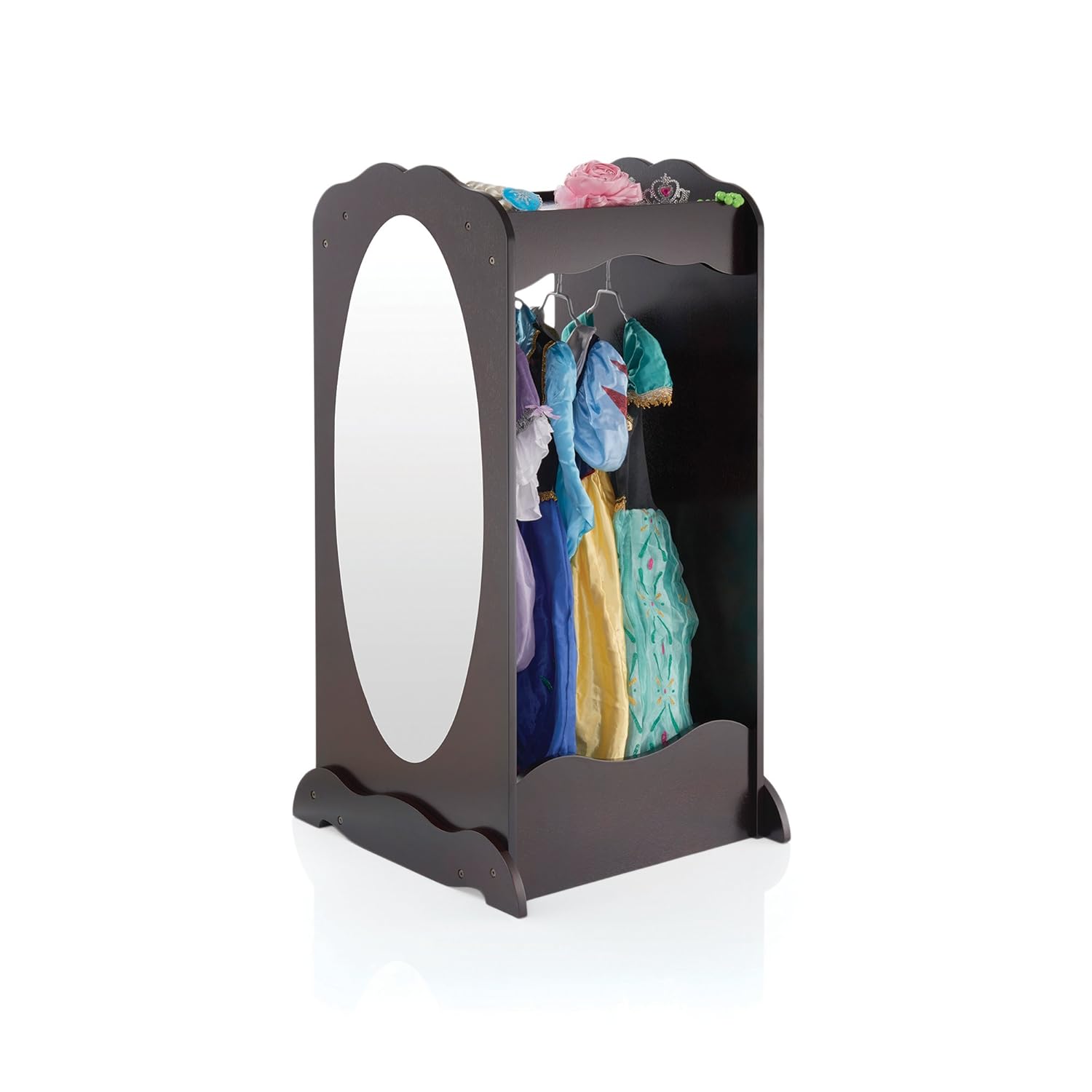 Wooden Armoire with Mirror Guidecraft Dress Up Cubby Center Toy Storage and Costumes Organizer