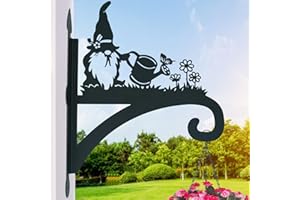 BEYOOGEEM Hanging Plant Bracket Heavy Duty Iron Ornamental Gnome Silhouette Hanging Plant Hangers Outdoor 12 inch Hanging Basket Bracket Hook Wall Mounted for Flower Pot, Lantern, Bird Feeder, Wind Chimes
