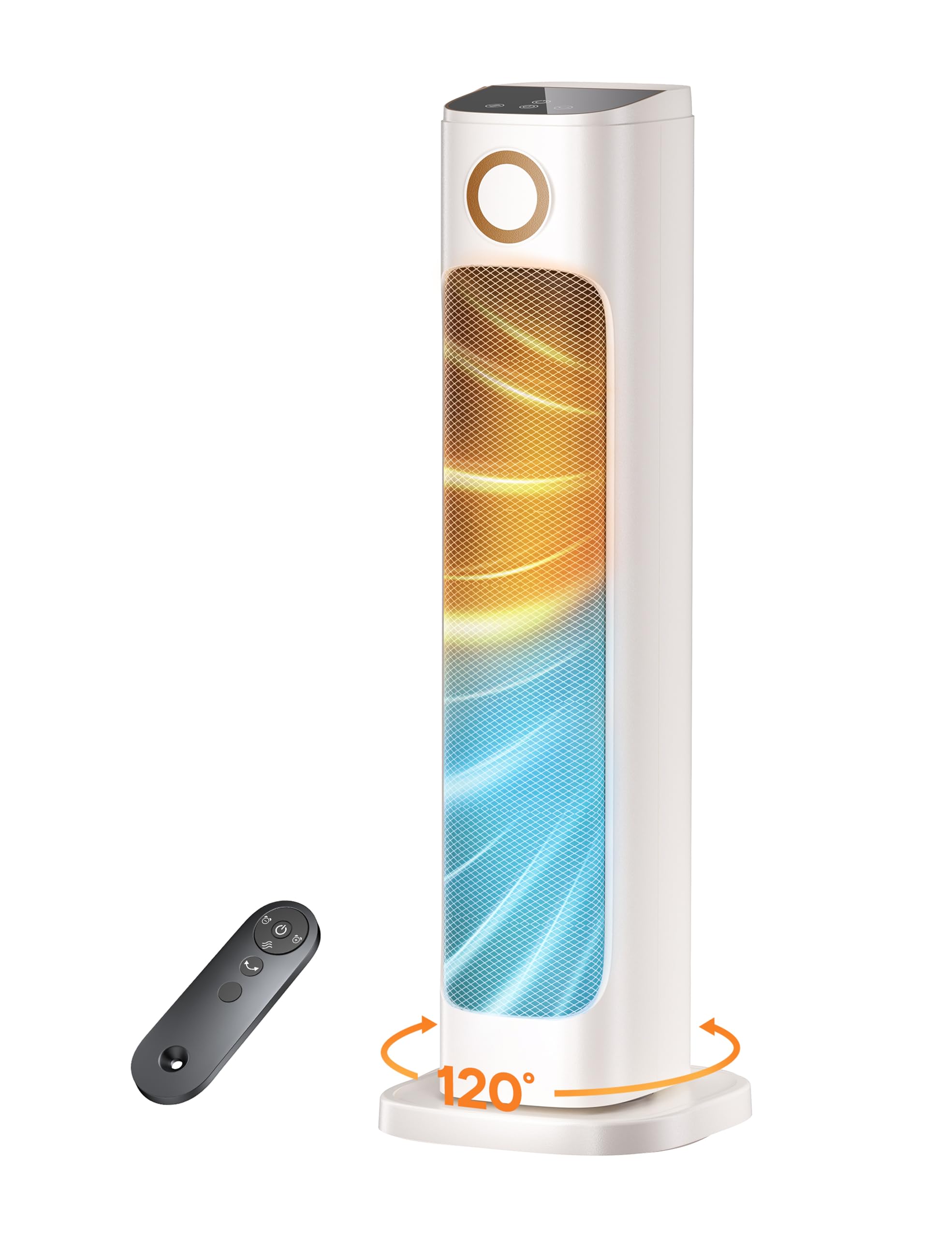 Photo 1 of 25" Patio Heater And Fan Combo for Indoor Use, 1500W Tower Portable Electric Space Outdoor with Remote,Infrared Heater, 15H Timer, Oscillation, Quiet, for Garage, Room, Office, White