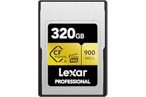 Lexar 320GB Professional CFexpress Type A Gold Series Memory Card, Up to 900MB/s Read, Cinema-Quality 8K Video, Rated VPG 400